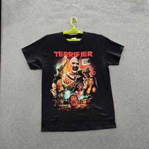 Terrifier Men Shirt L Black Graphic Movie Horror Film Clown Short Sleeve